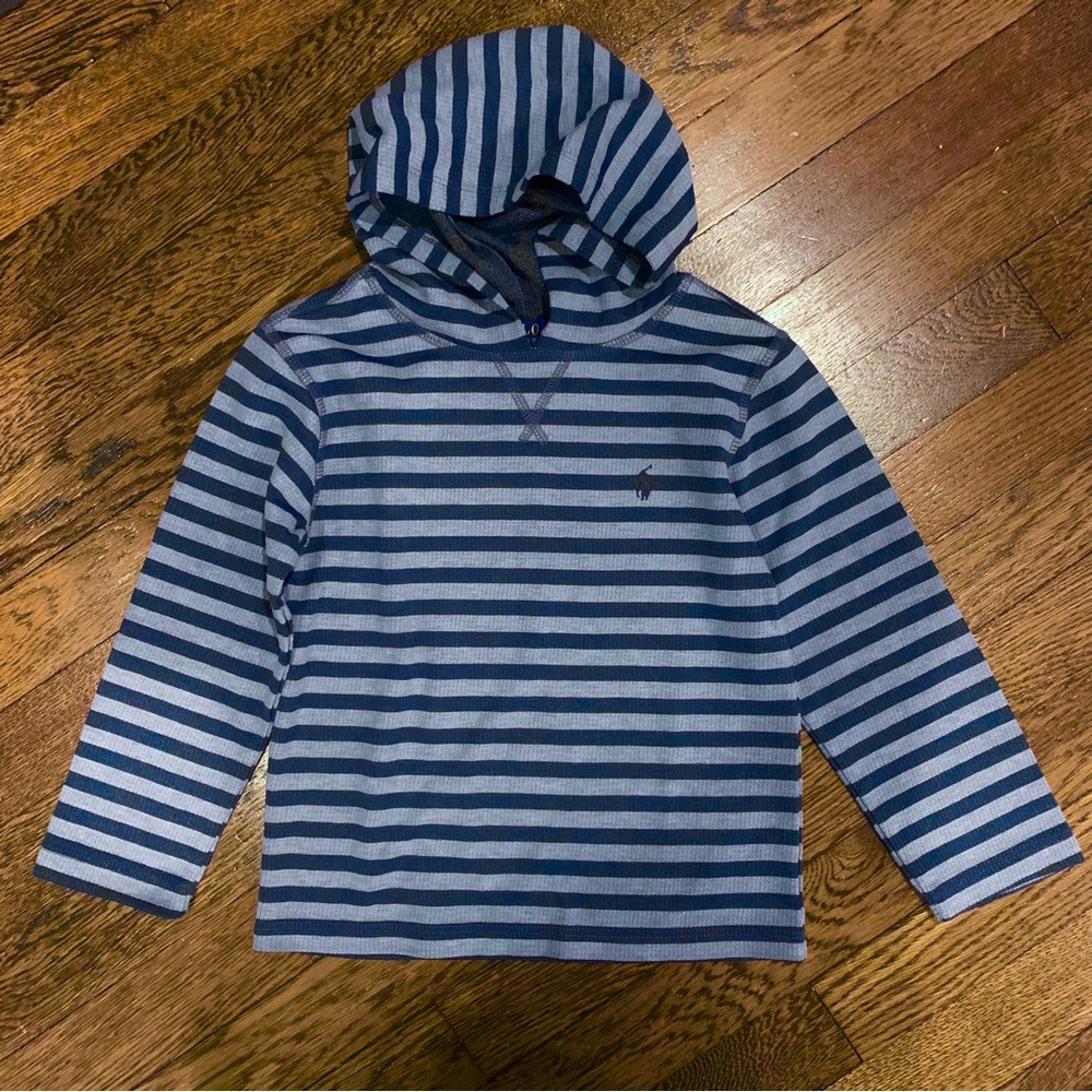Polo Ralph Lauren Striped Mesh Hoodie (Blue Stripe) Size 3T